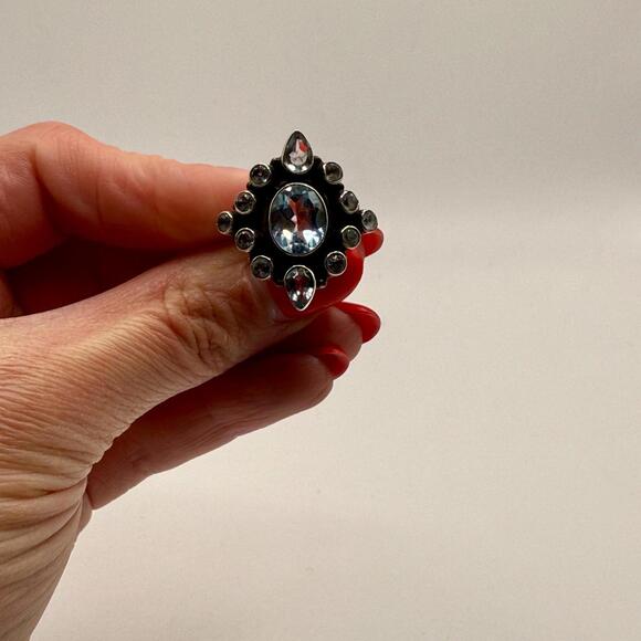 Blue Topaz Ring: 925 Sterling Silver, December Birthstone, Size 6 - Picture 2 of 8